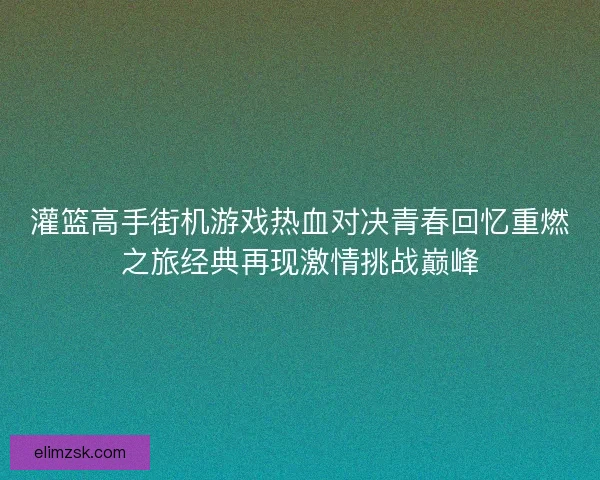 灌篮高手街机游戏热血对决青春回忆重燃之旅经典再现激情挑战巅峰