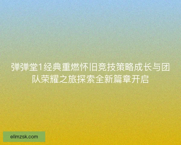 弹弹堂1经典重燃怀旧竞技策略成长与团队荣耀之旅探索全新篇章开启