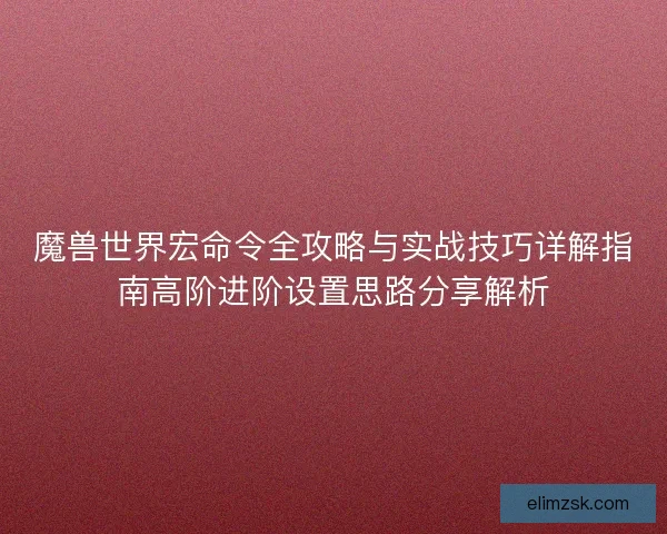 魔兽世界宏命令全攻略与实战技巧详解指南高阶进阶设置思路分享解析